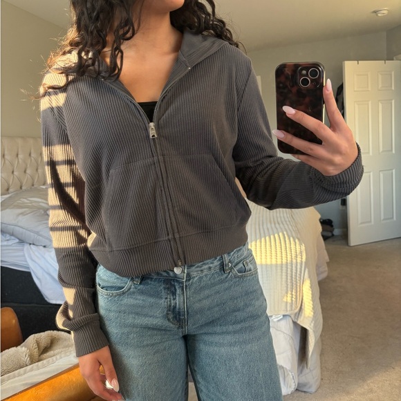Garage Tops - GARAGE Women's Gray Zip-Up Hoodie